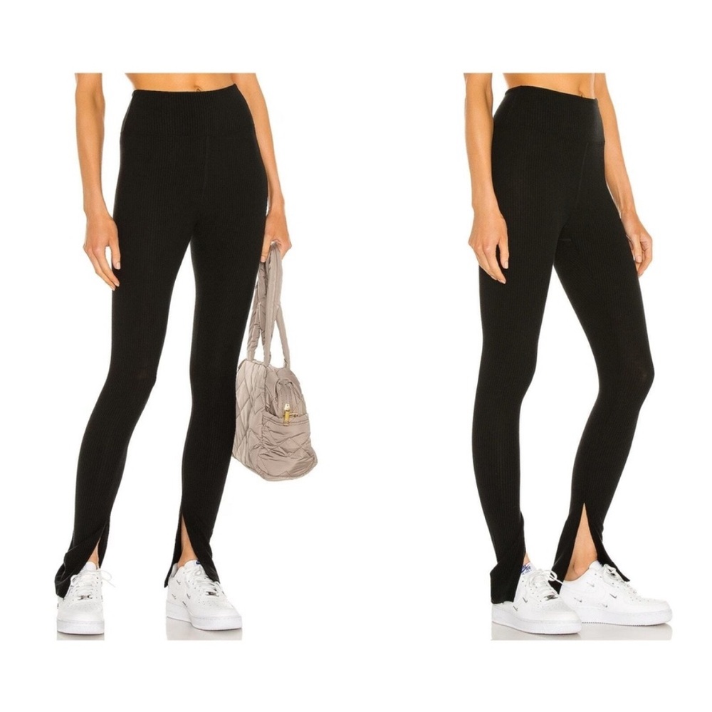 Year of Ours Black Split Hem Leggings